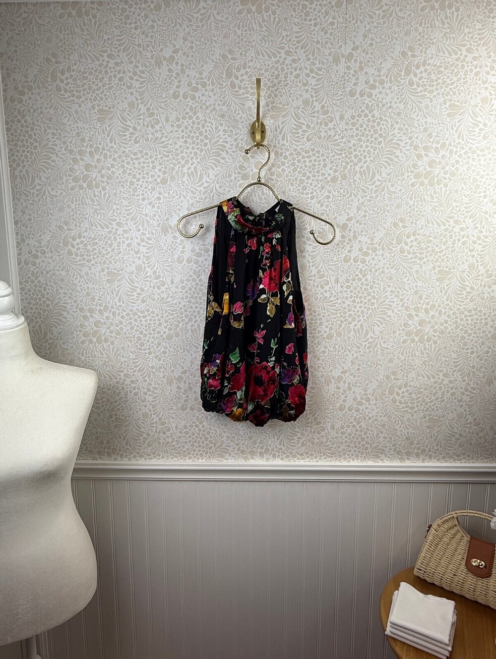 alice + olivia Floral Silk Blend Bubble Hem Halter Top - Size - XS